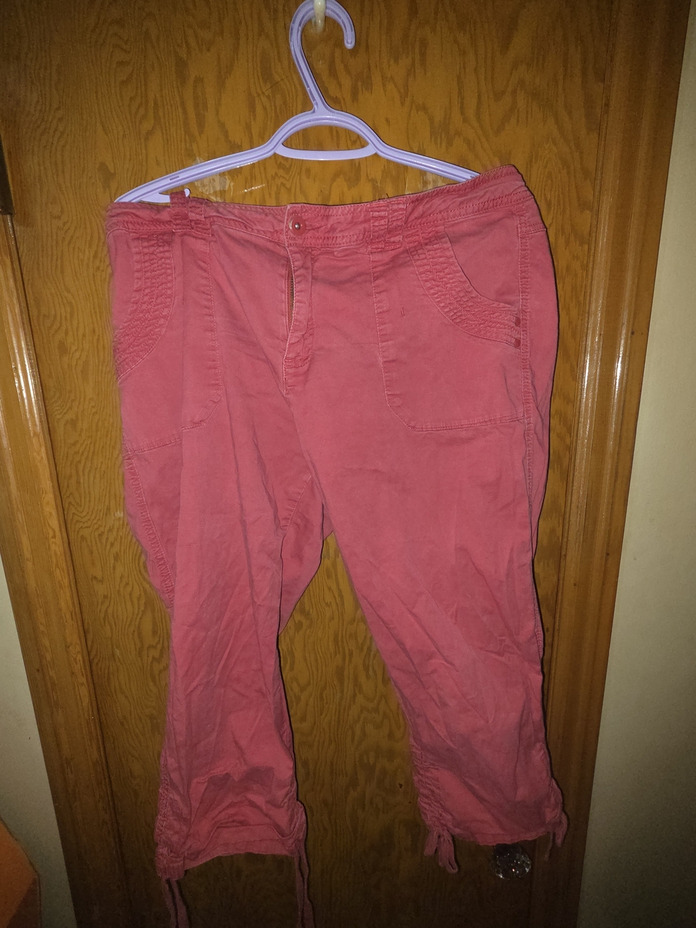 Denver Hayes Coral Pink Cropped Drawstring Capris